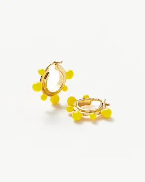 Good Vibes Neon Enamel Sphere Small Hoop Earrings | 18ct Gold Plated/Lemon Yellow