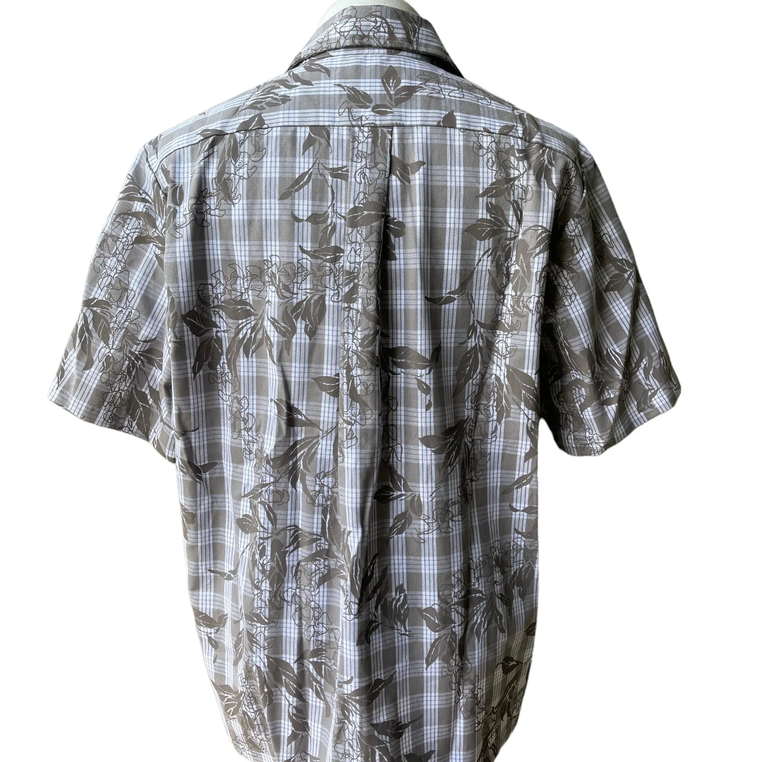 Hawaiian Vintage Style Palaka Shirt - Beige Grey 018