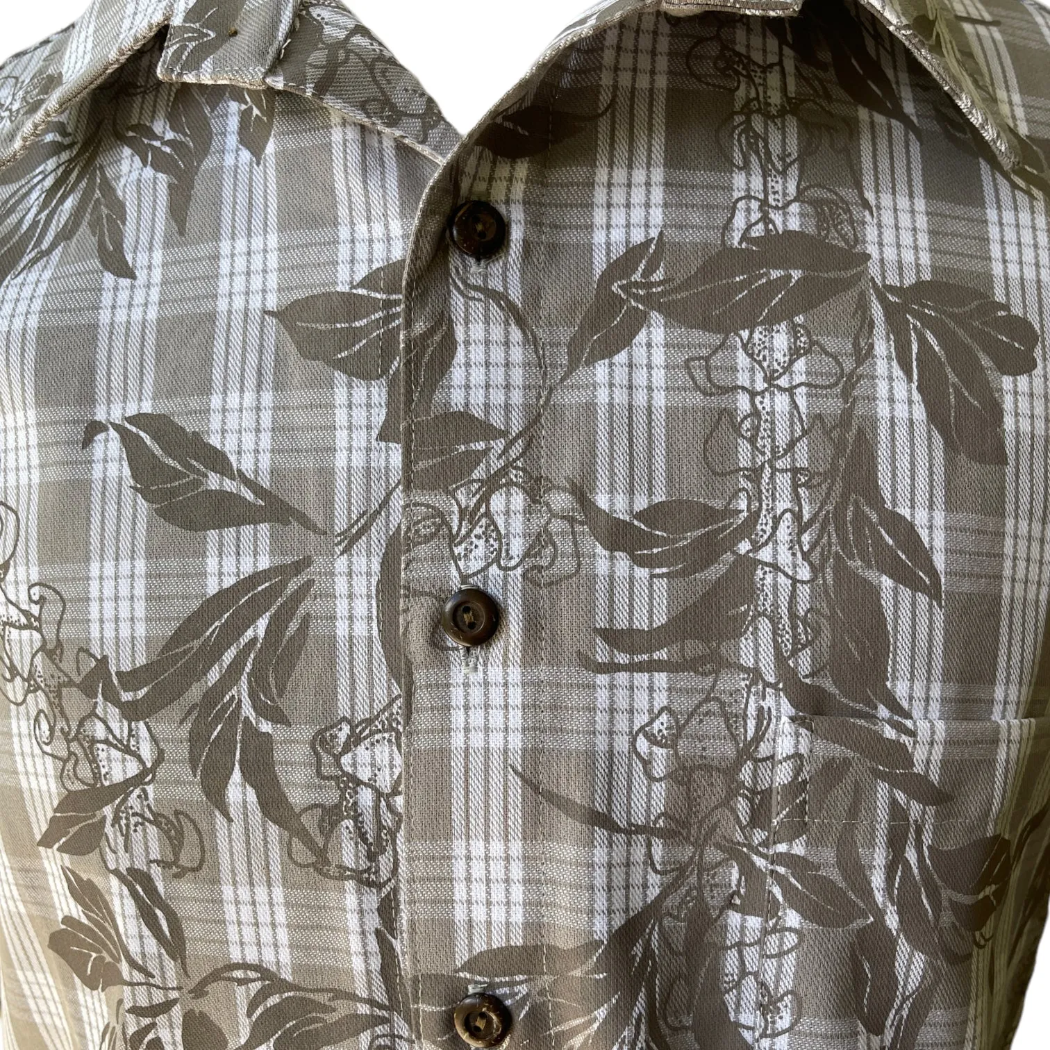 Hawaiian Vintage Style Palaka Shirt - Beige Grey 018