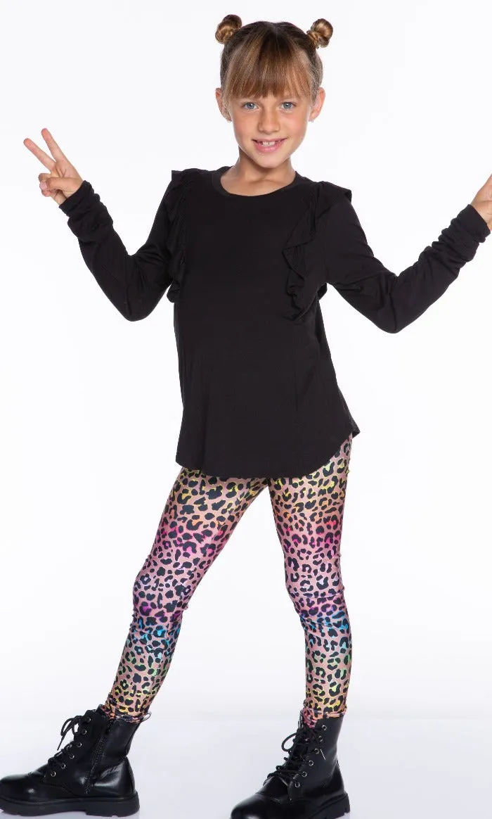 High Shine Long Legging - Leopard Neon Rainbow