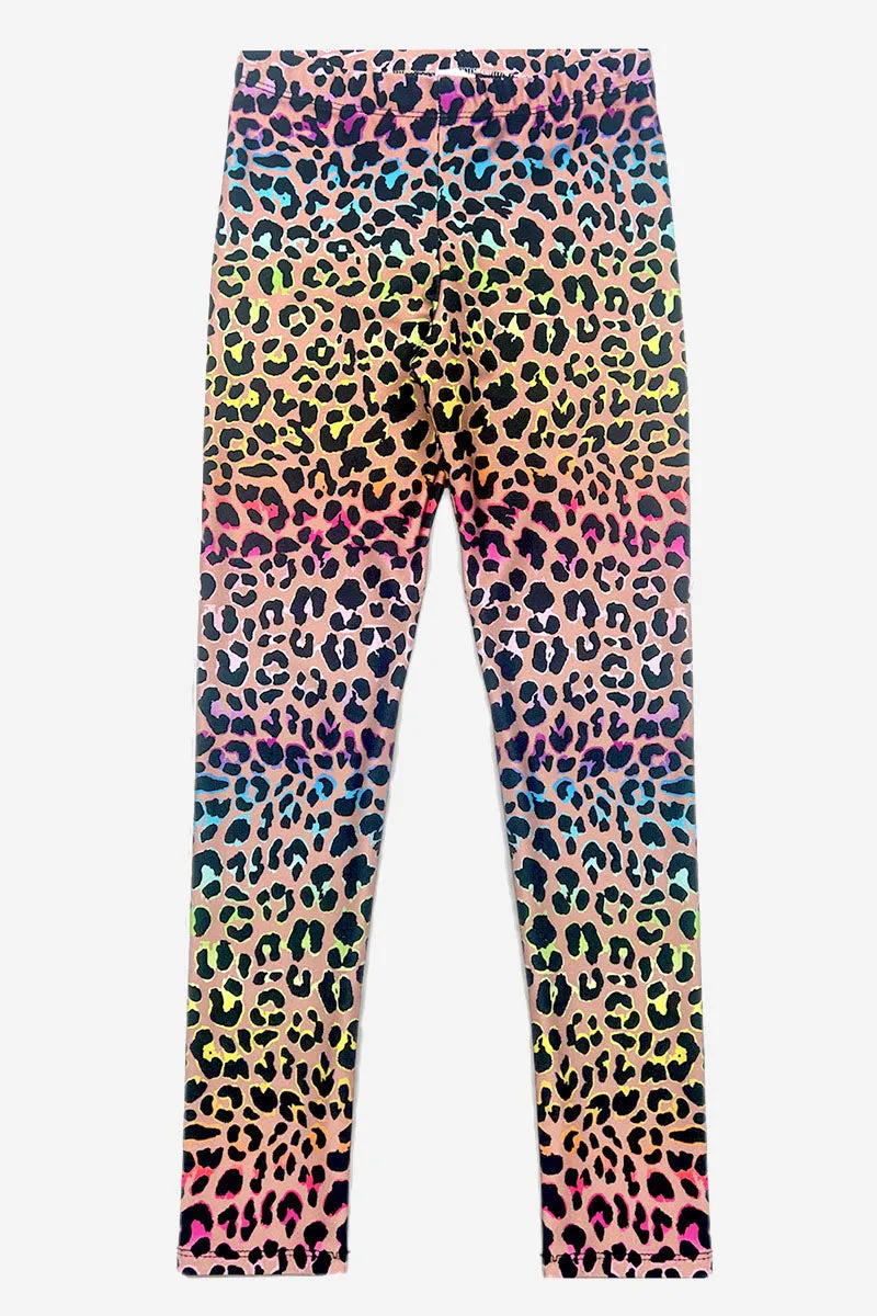 High Shine Long Legging - Leopard Neon Rainbow