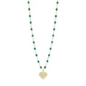 In Love Diamond Necklace, Emerald, Yellow Gold, 16.5"