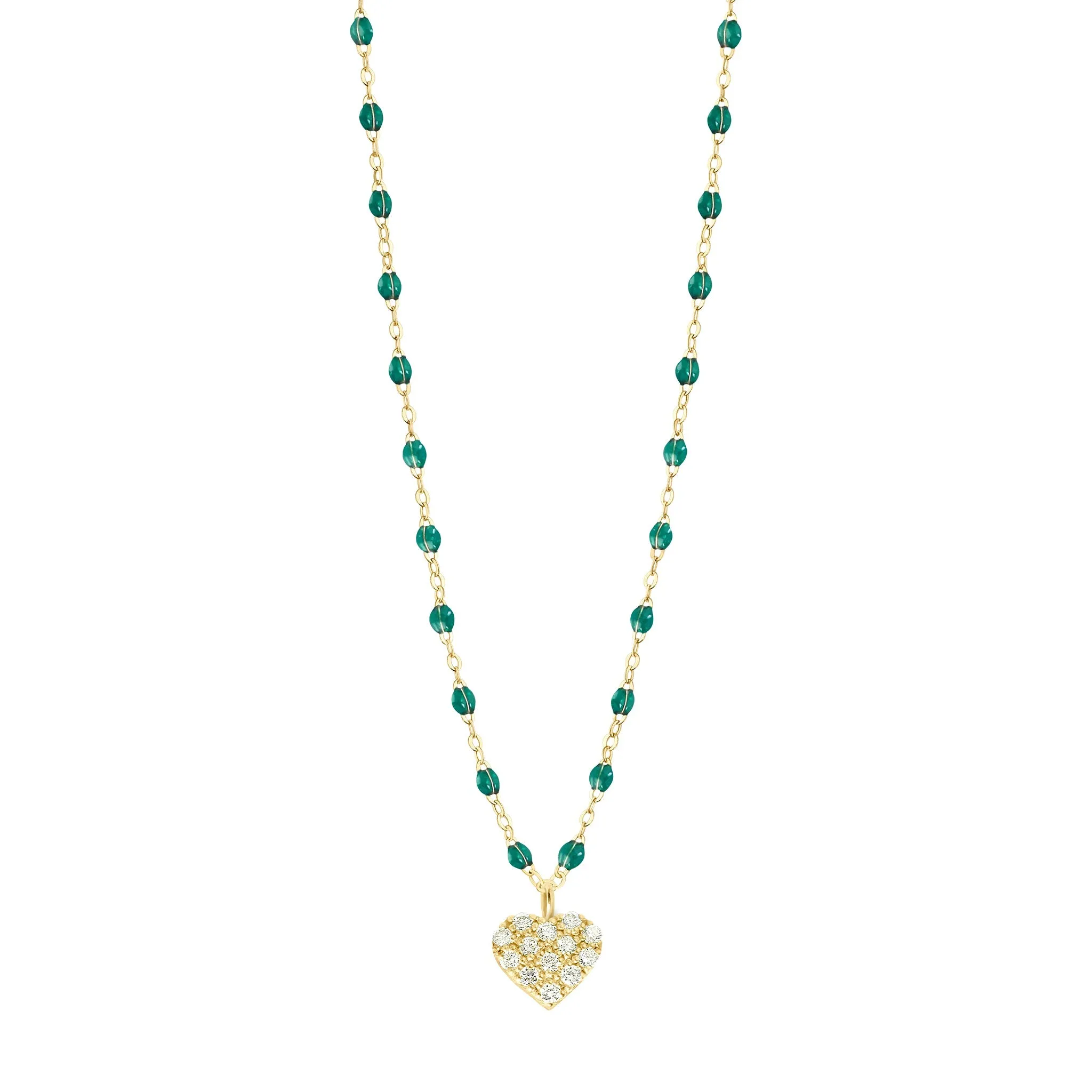 In Love Diamond Necklace, Emerald, Yellow Gold, 16.5"