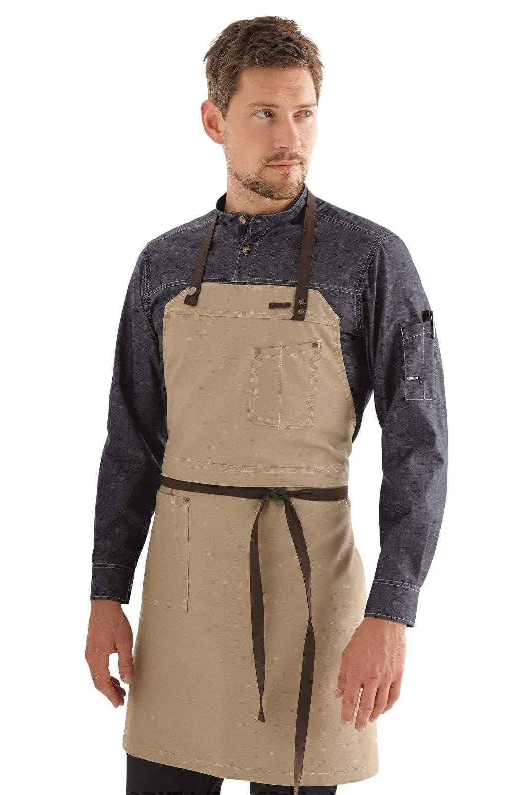 Kentaur 30360 Cypres Olive Raw Bib Apron