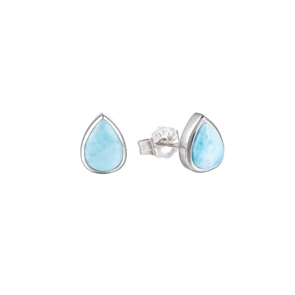 Larimar Teardrop Stud Earrings