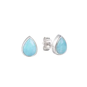 Larimar Teardrop Stud Earrings