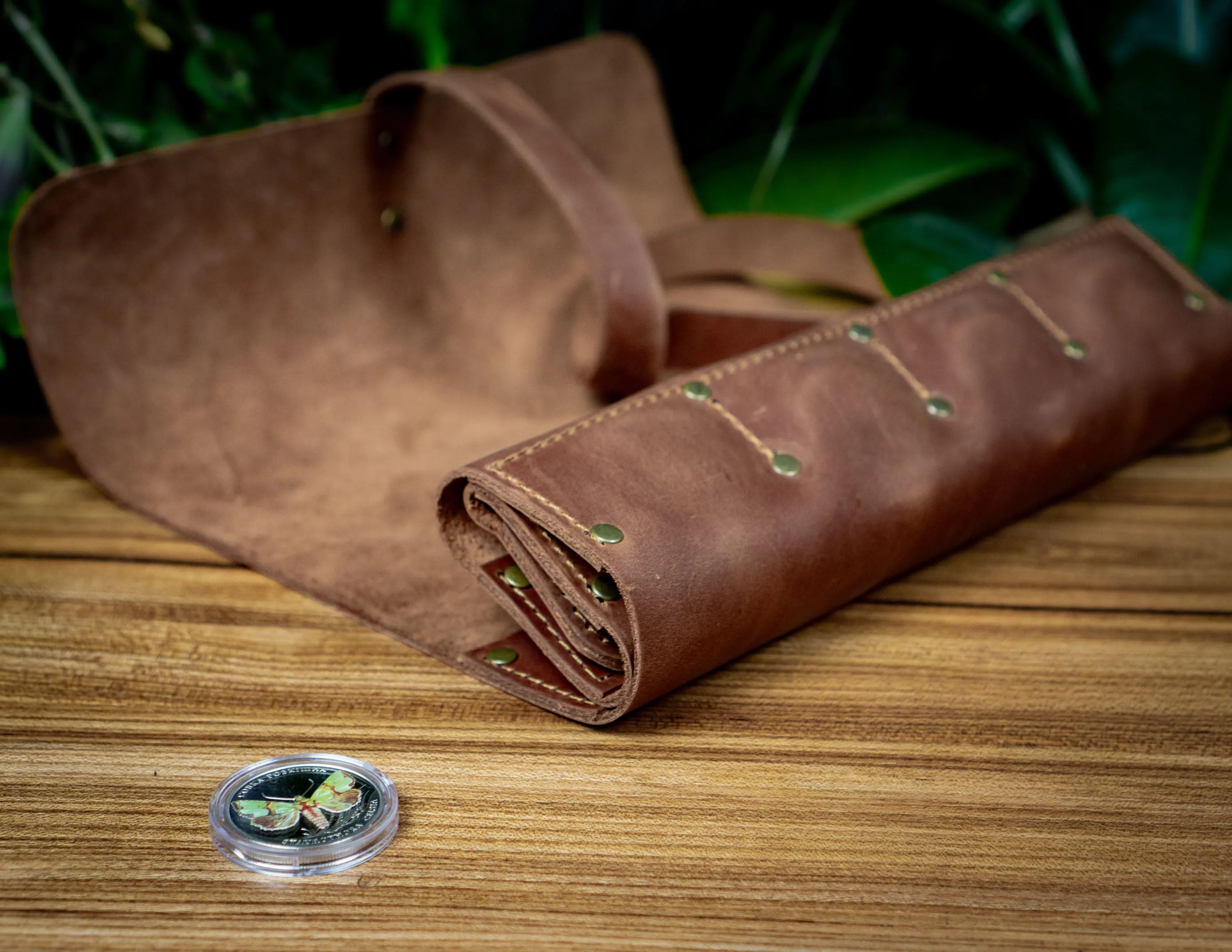 Leather Peso Roll 20 slots | Coin Collector Gift | Challenge Coin Pouch