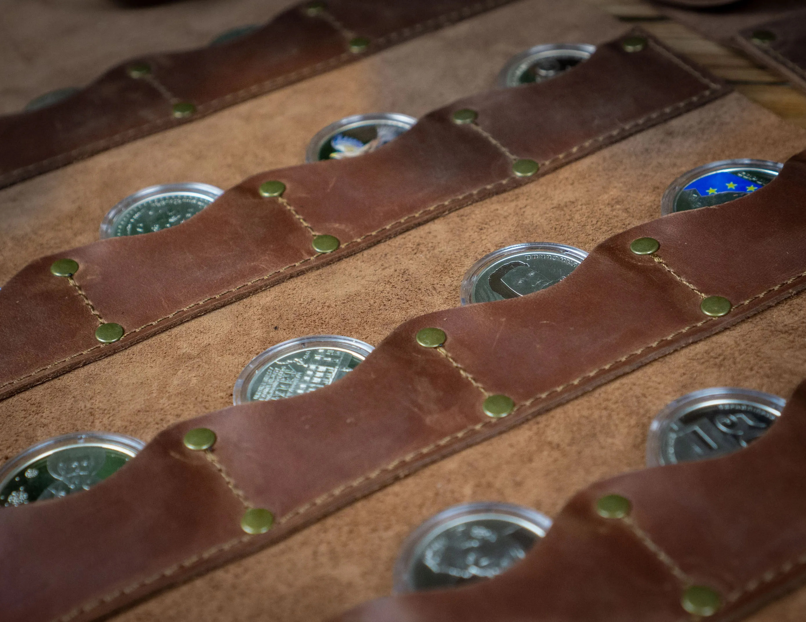 Leather Peso Roll 20 slots | Coin Collector Gift | Challenge Coin Pouch