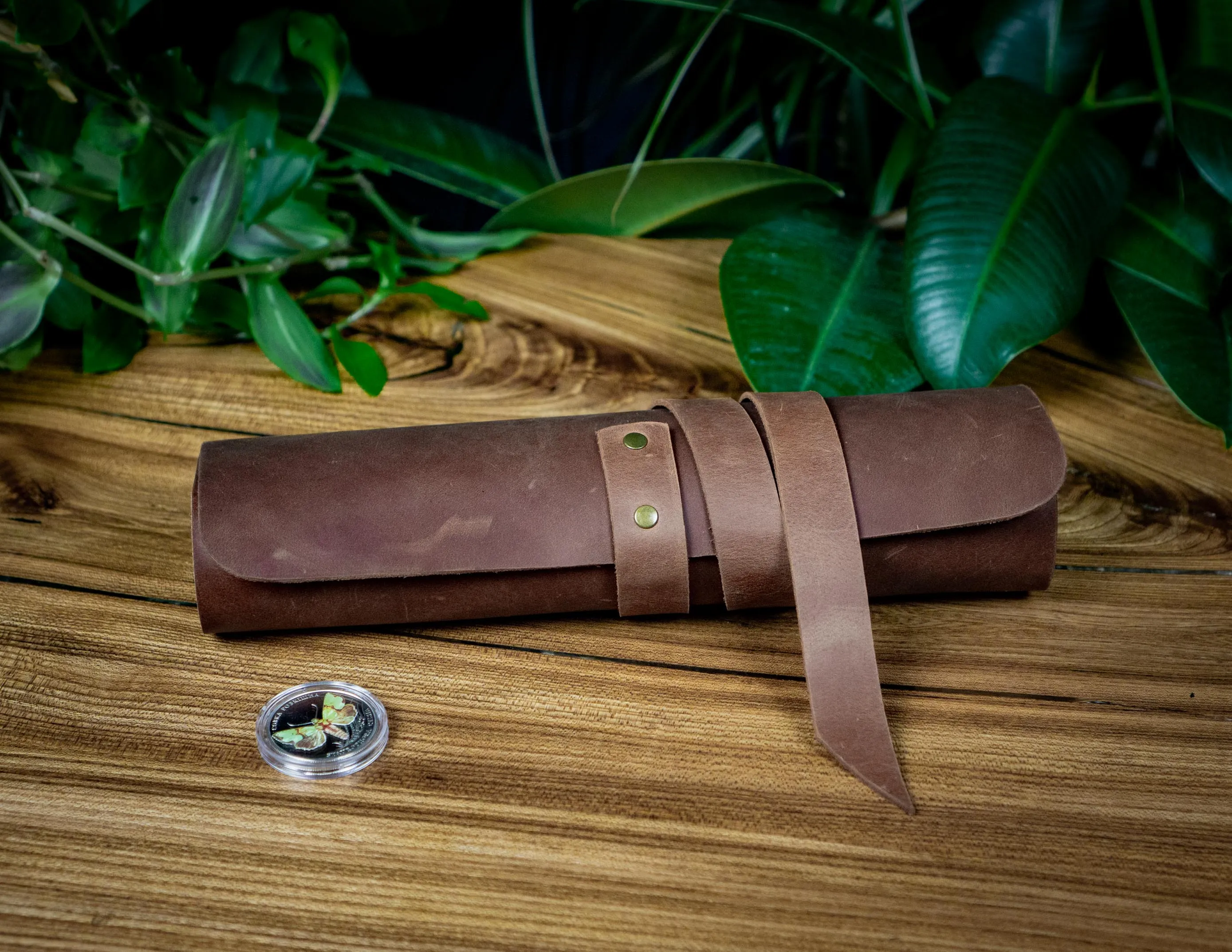 Leather Peso Roll 20 slots | Coin Collector Gift | Challenge Coin Pouch