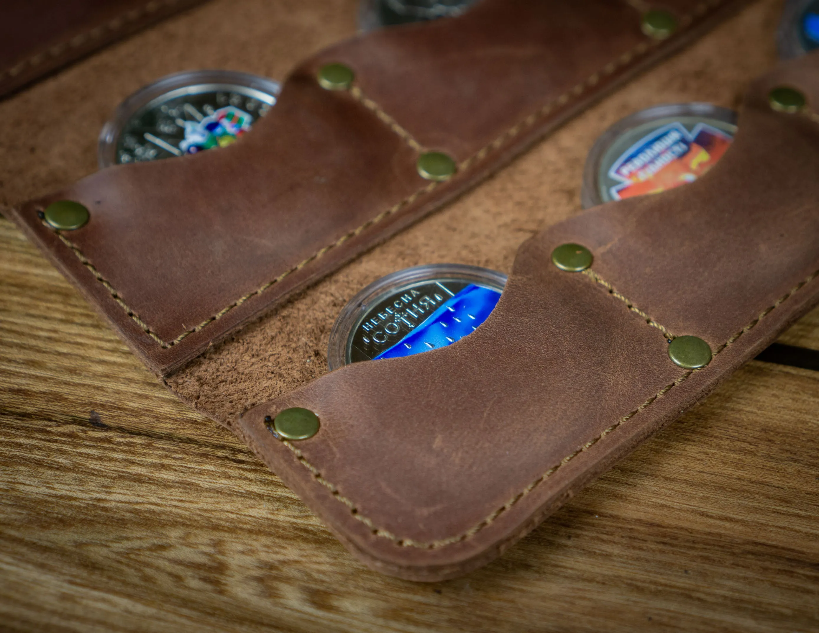 Leather Peso Roll 20 slots | Coin Collector Gift | Challenge Coin Pouch