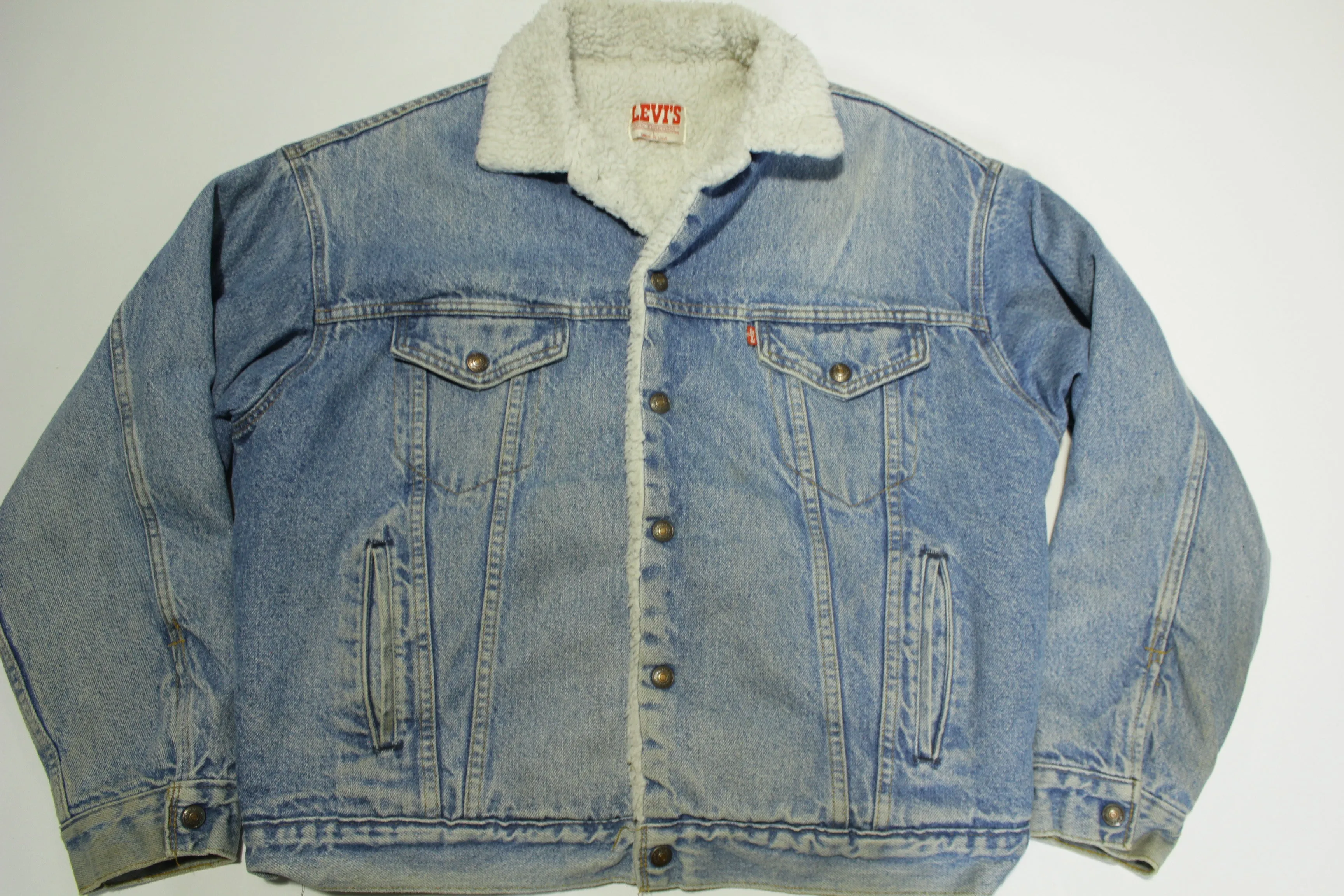 Levis San Francisco Vintage 80's Sherpa Lined Made in USA Faded Denim Jean Jacket