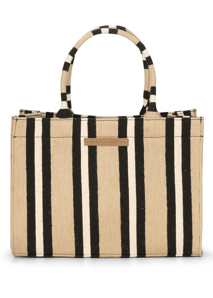 Luna Moon Svinklv Big Tote - Taske - Jute/Black