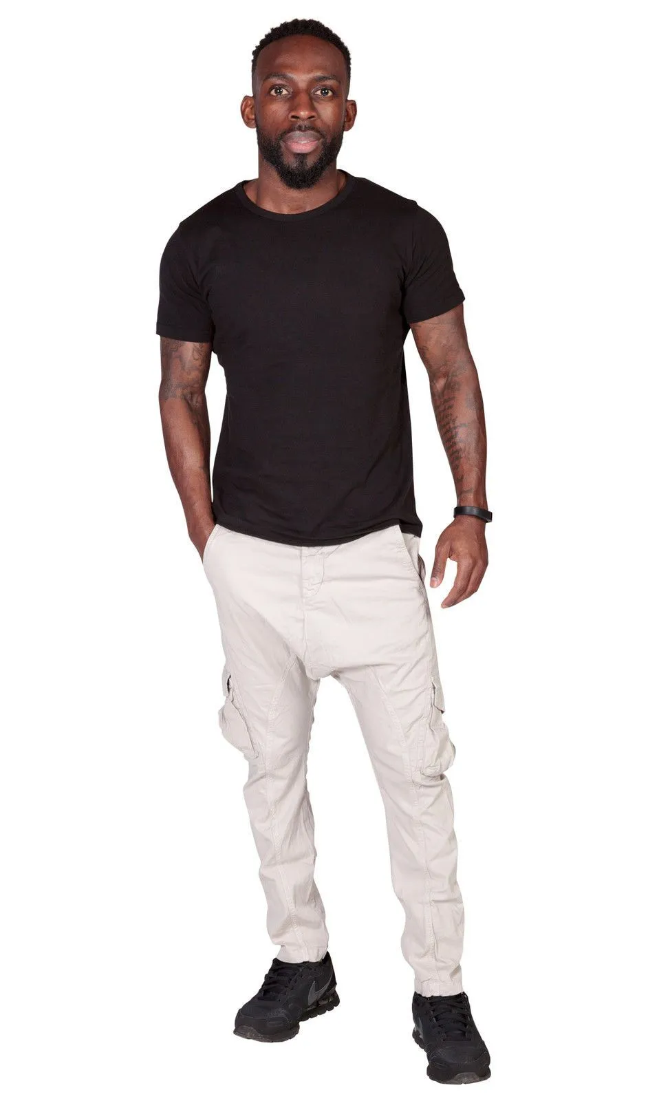 Men's Carrot Fit Tapered Cargo Trousers - Stone