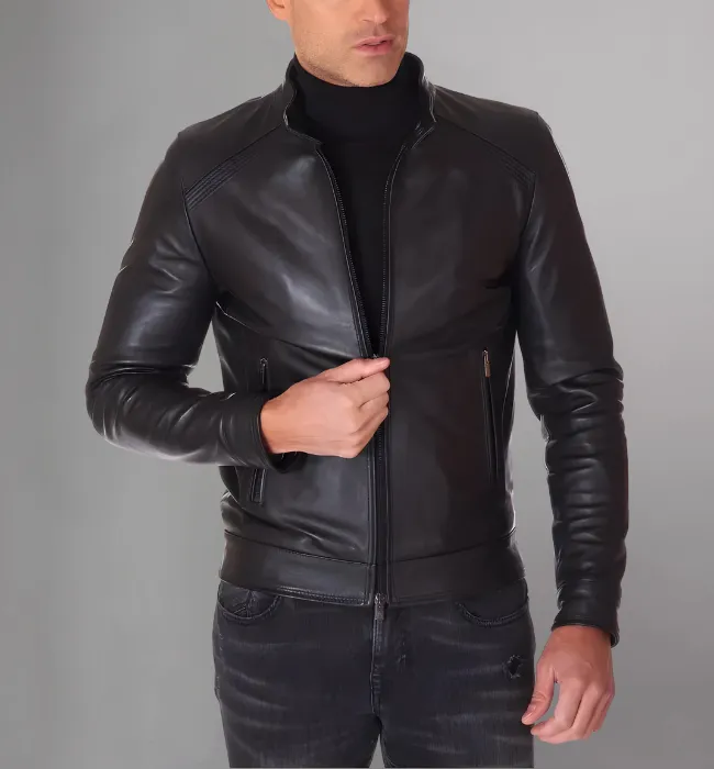 Mens Classic Dark Brown Leather Jacket