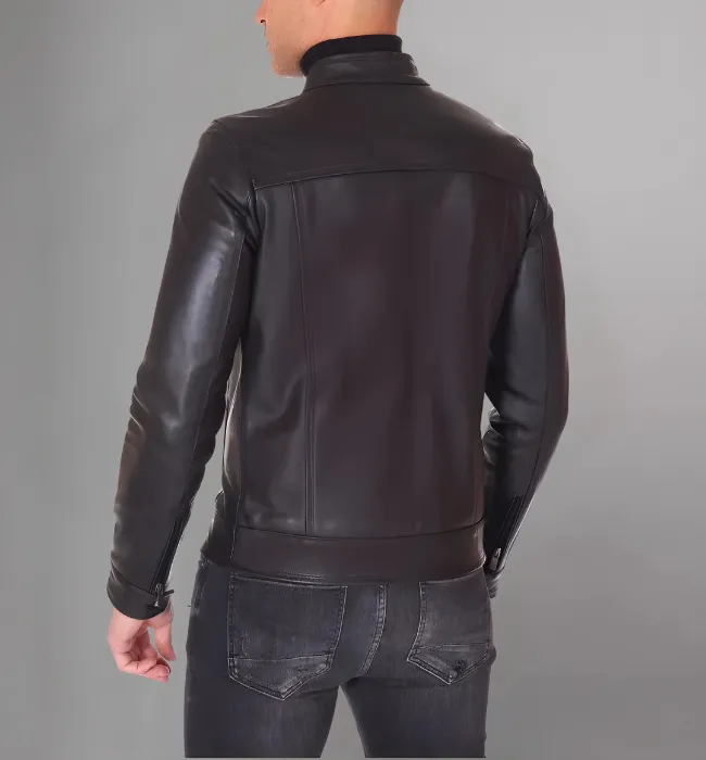 Mens Classic Dark Brown Leather Jacket