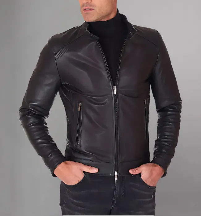 Mens Classic Dark Brown Leather Jacket