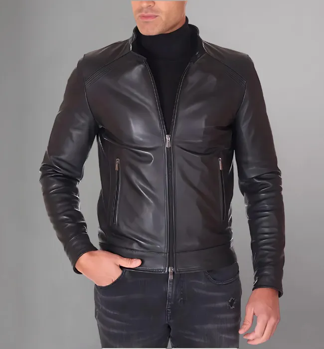 Mens Classic Dark Brown Leather Jacket