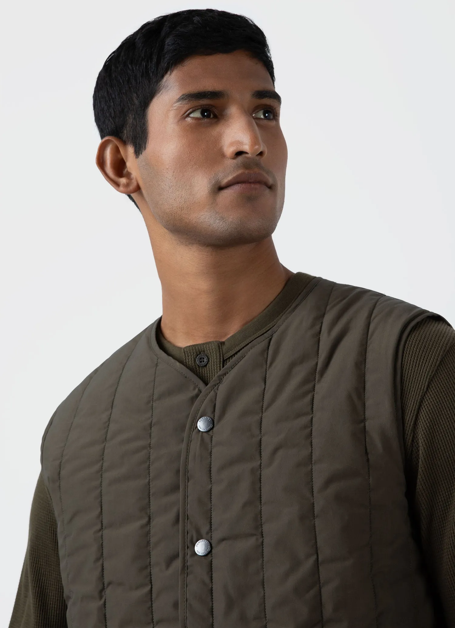 Men's Quilted Liner Gilet in Dark Olive