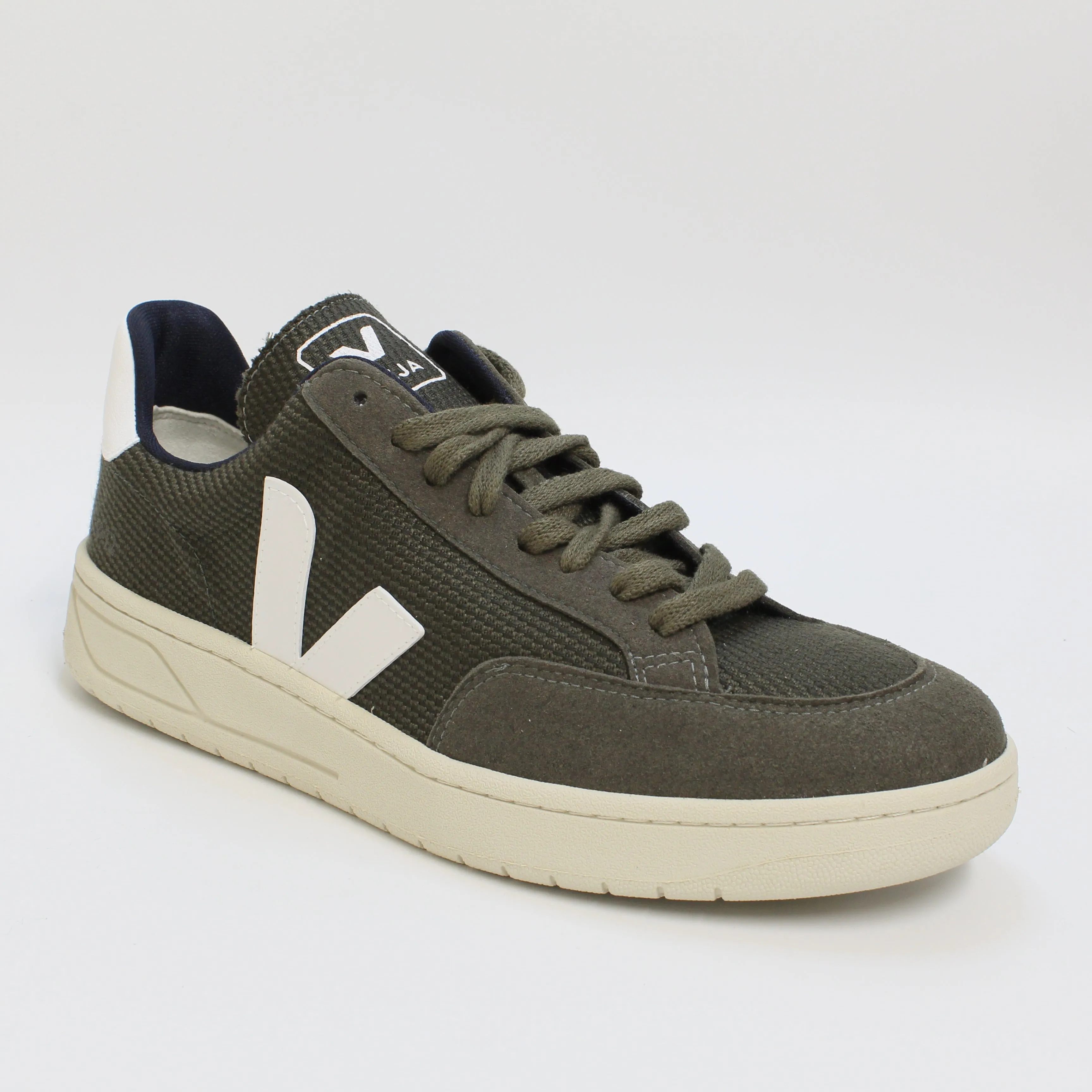 Mens Veja V12 Bmesh Olive White Trainers