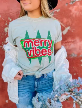 {MERRY VIBES} Bay Green Comfort Colors Crew Neck Tee