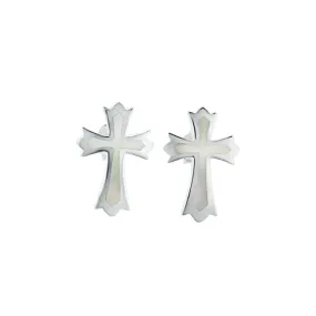 Mother of Pearl Regal Cross Stud Earrings