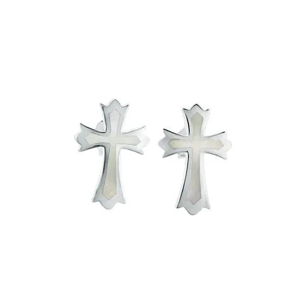 Mother of Pearl Regal Cross Stud Earrings