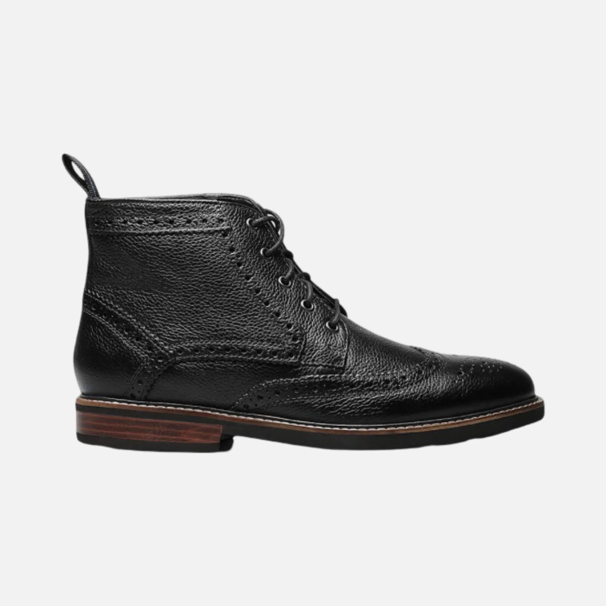 Nunn Bush Men's Odell Black Wingtip Boot - Memory Foam Comfort, Versatile Style