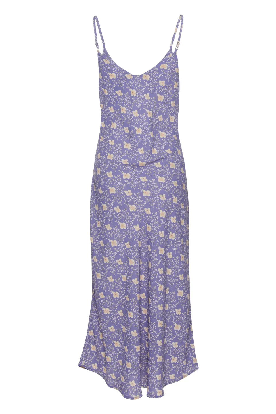 Otherworldly Lilac Floral Strappy Bias Midi Dress