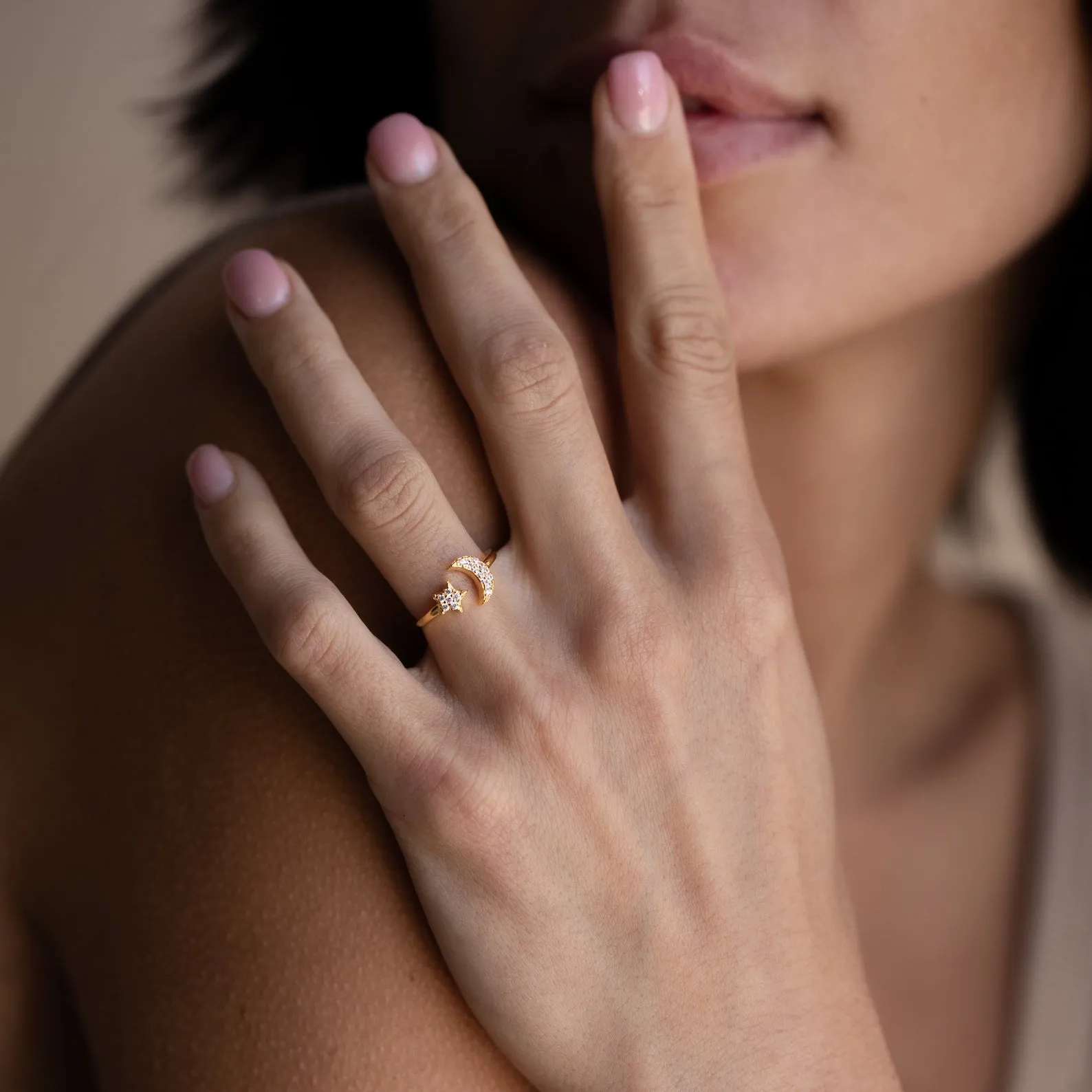 Pave Moon & Star Ring