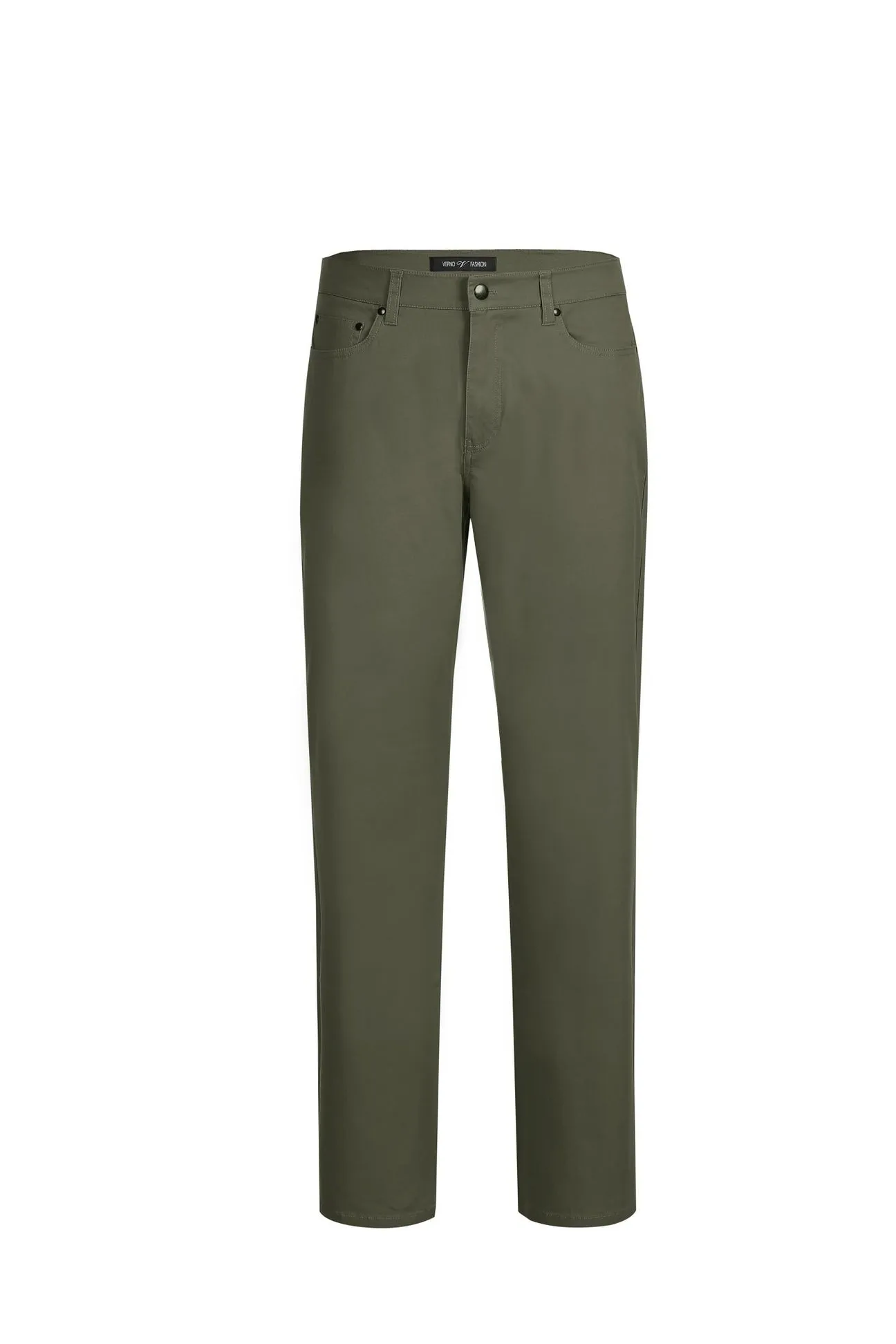 Pellagio Olive 5-Pocket Cotton Stretch Washed Flat Front Chino Pants PF20-20