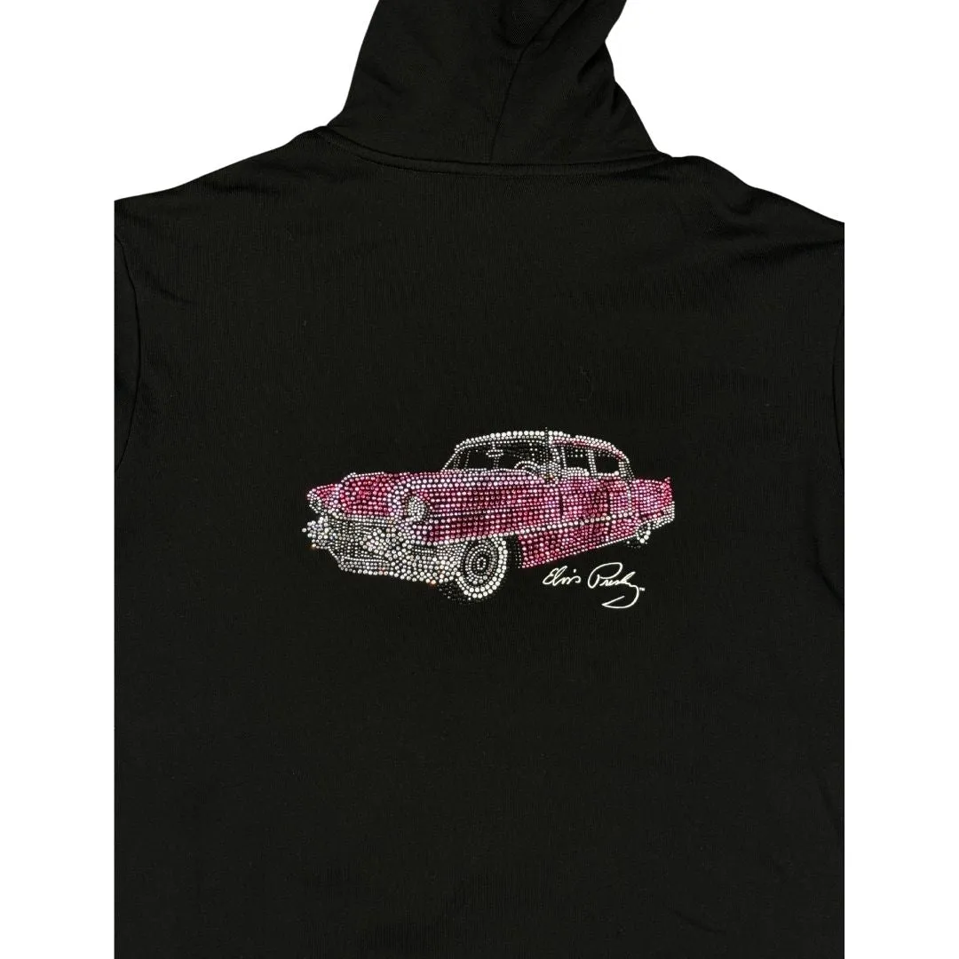 Pink Classic Car Rhinestone Women's Zip Hoodie