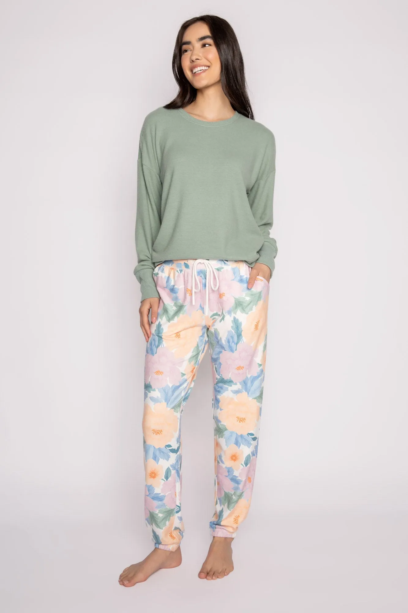 PJ Salvage pants, Twilight Garden fleece joggers