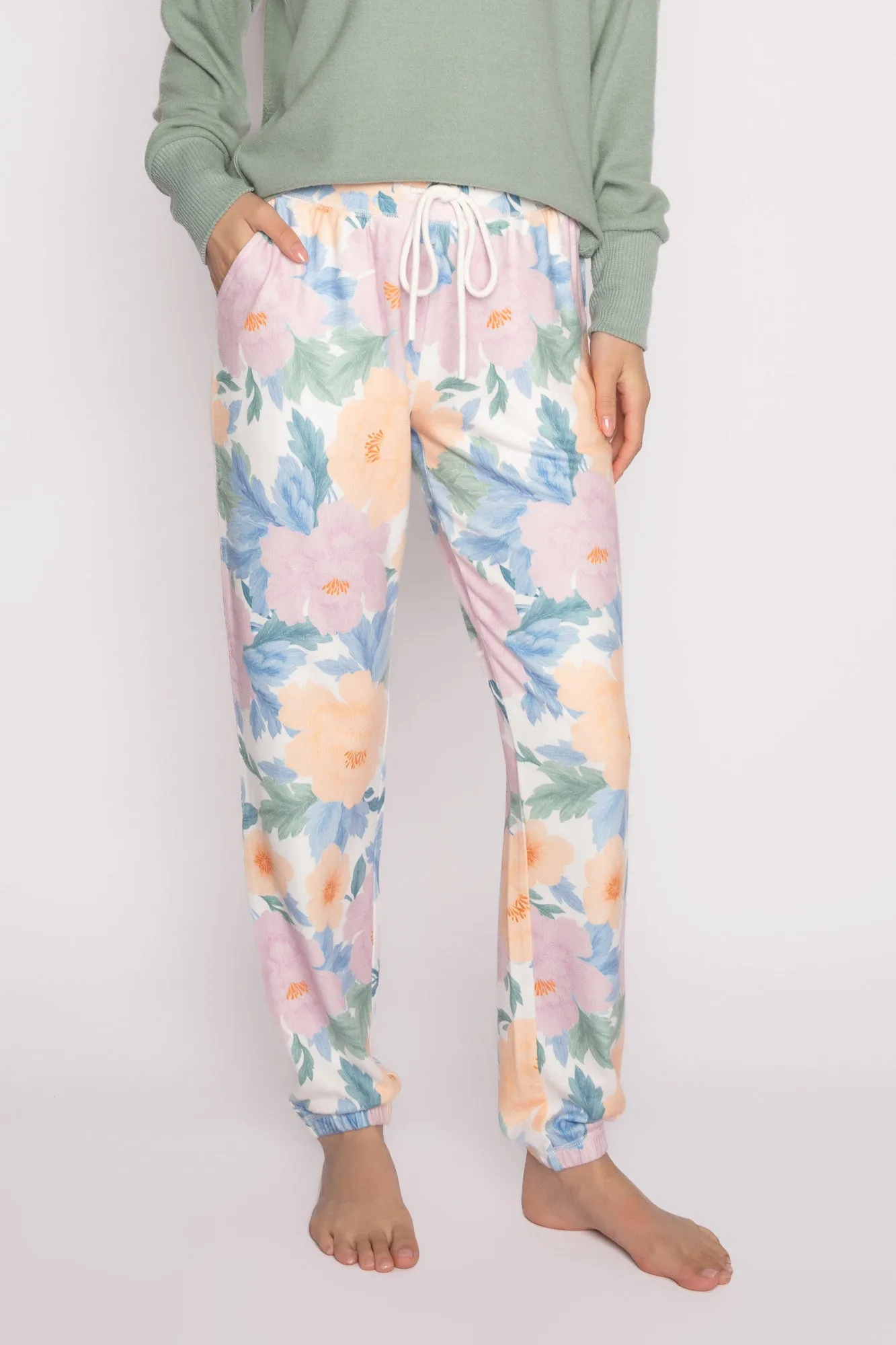 PJ Salvage pants, Twilight Garden fleece joggers