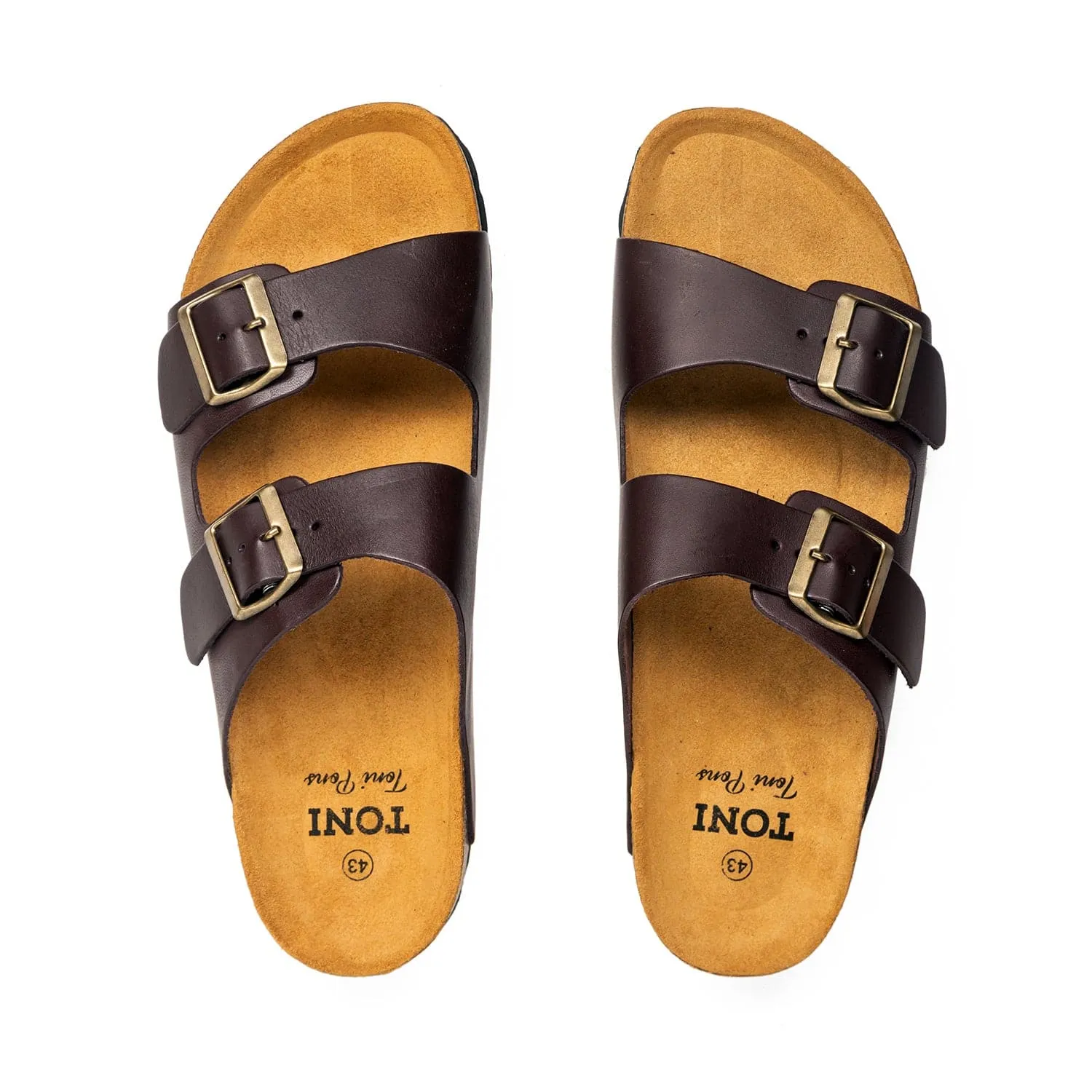 Plain Leather Open Toe Sandals for Men - Ger-VQ