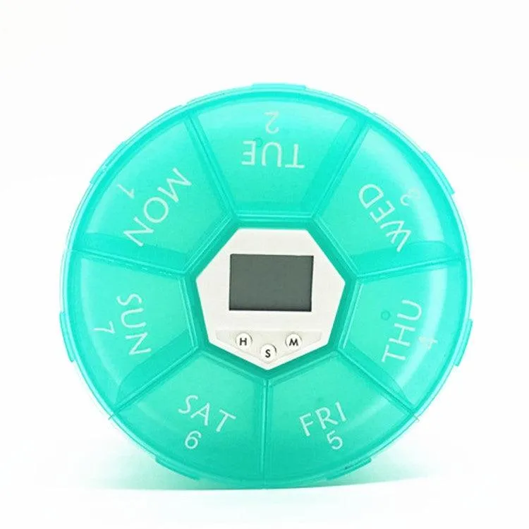 Portable 7-Cell Electronic Pill Organizer with Night Light and Timing Reminder