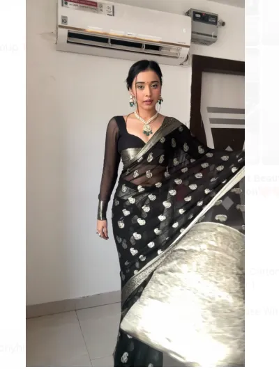 Ready to Wear Black Silver Sari UK Next Day