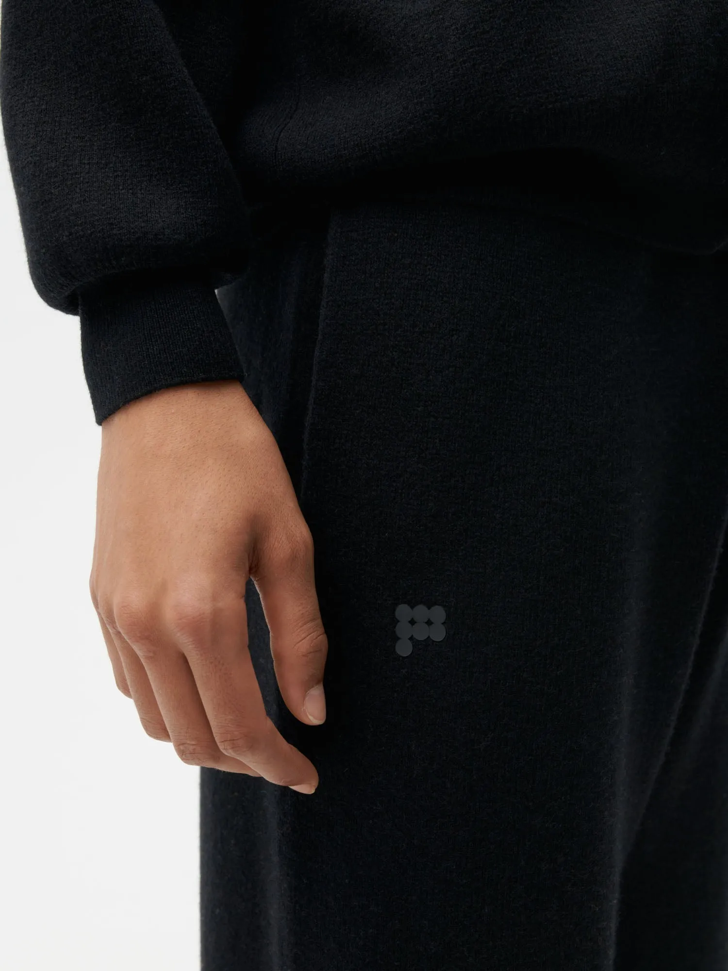 Recycled Cashmere Loose Track Pants—black