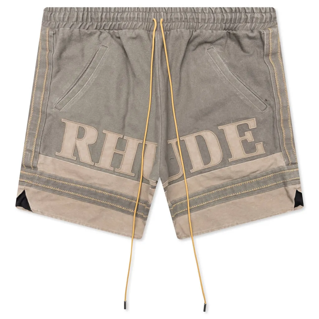 Rhude Emb. Canvas Logo Short - Olive/Tan