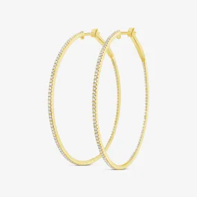 Round 2.25 Whisper Thin 1.40CT Hoop Earrings