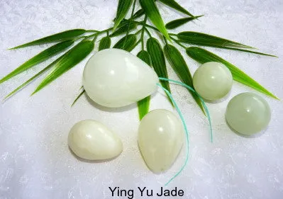 Sale-Women's Wellness Sale- Genuine Natural Chinese Jade Yoni Eggs Set and Pair Ben Wa Balls-Drilled with Hole