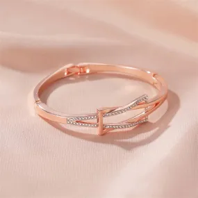 Silver Plated Rose Gold Golden Simple Knot Simple Cross Rhinestone Starry Bling Twining Double Row Round Alloy Bangles for Women