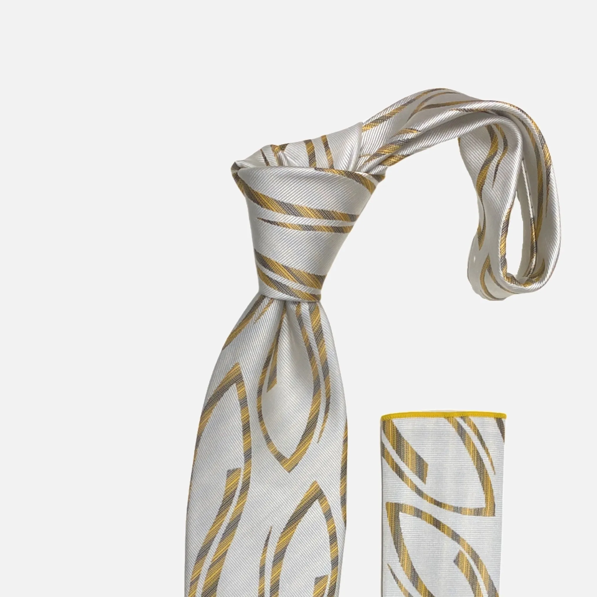 Steven Land Big Knot Silk Tie BW2403: Timeless White Elegance