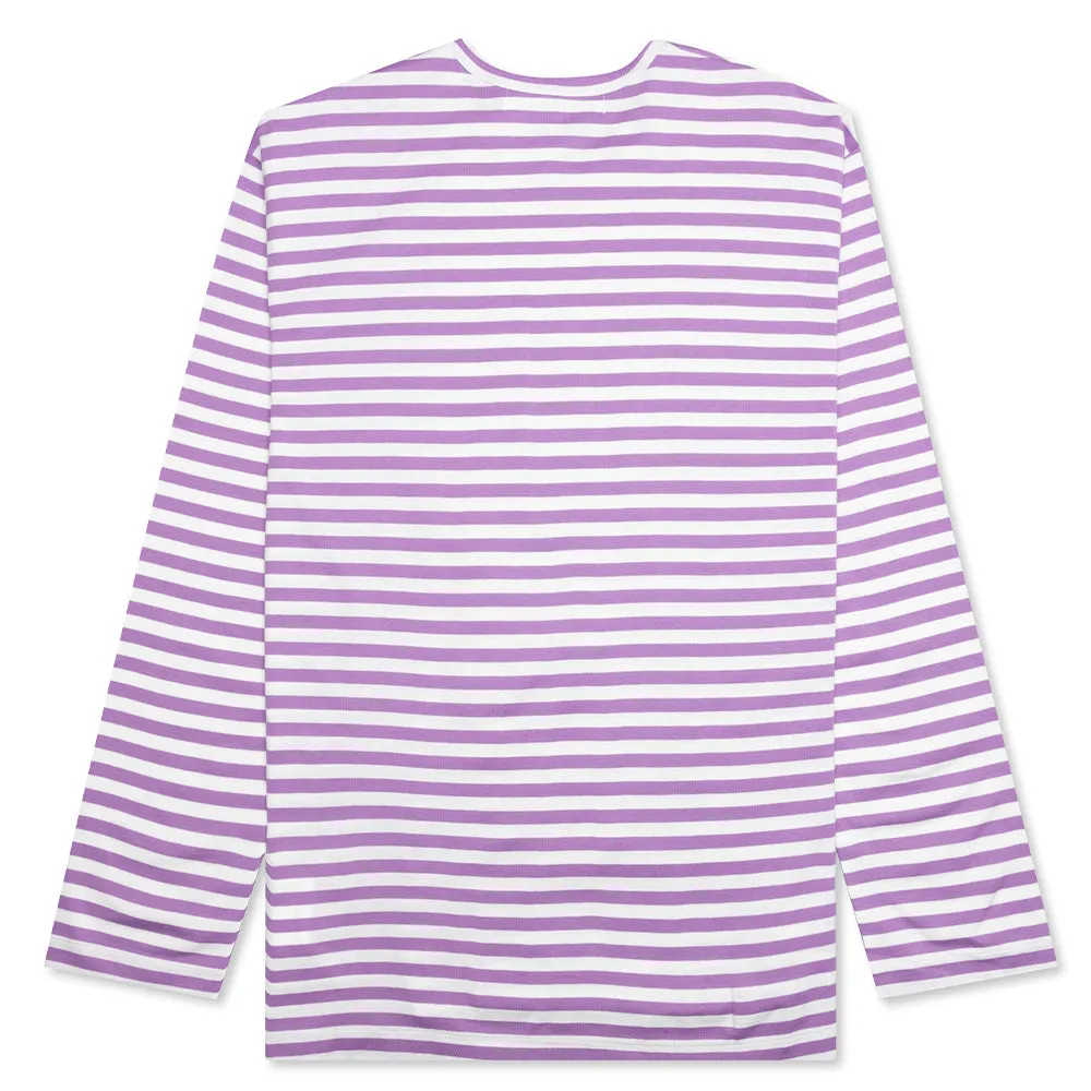 Striped Long Sleeve T-Shirt - Purple/White