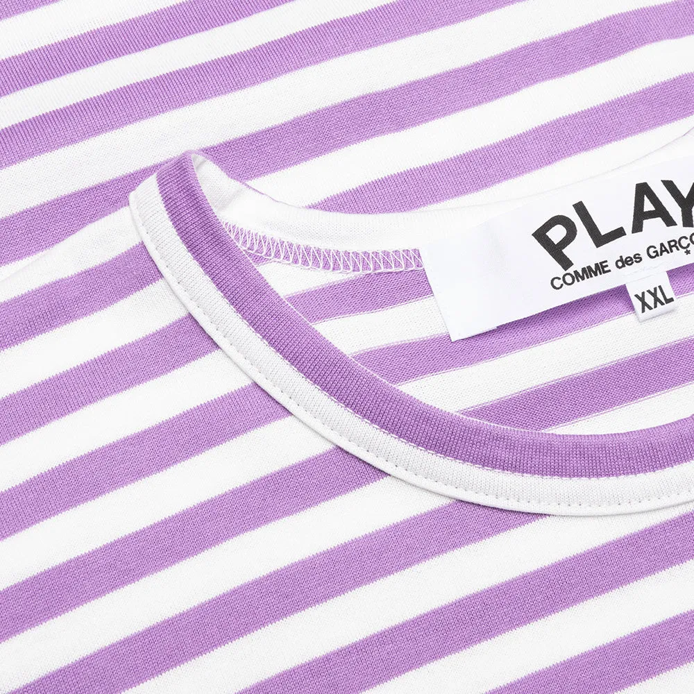 Striped Long Sleeve T-Shirt - Purple/White