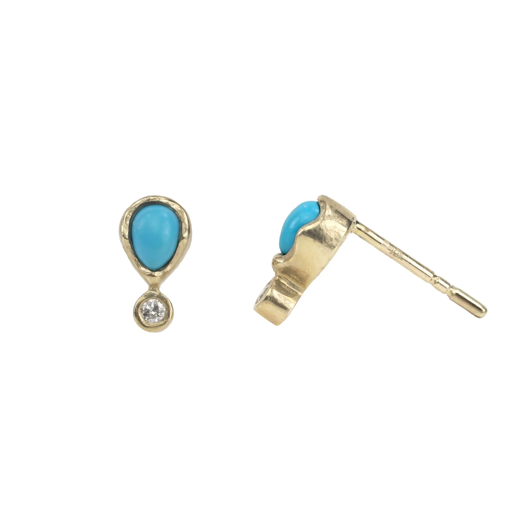 Teardrop Turquoise Studs with Diamond Detail