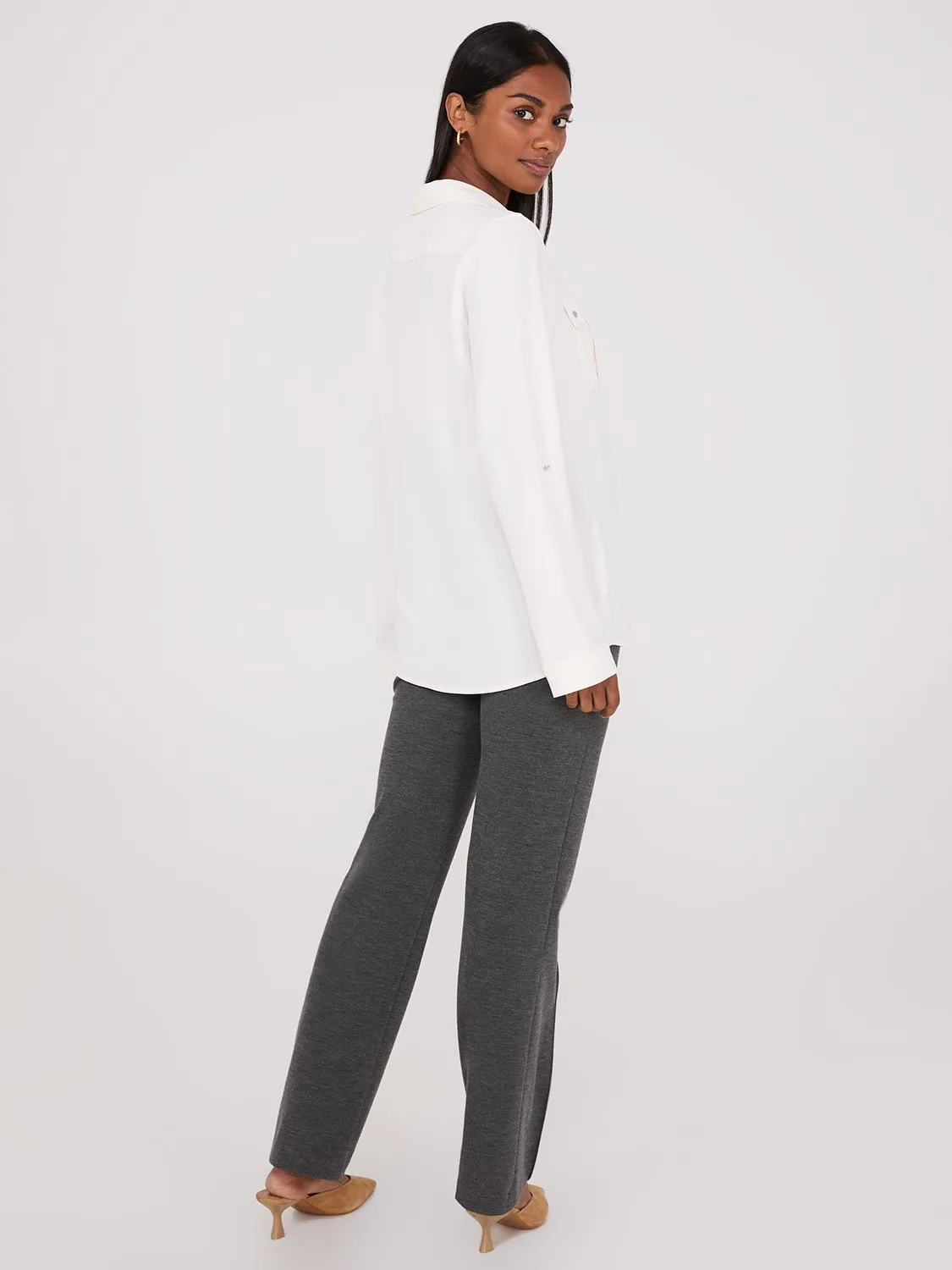 Textured Utility Pocket Blouse