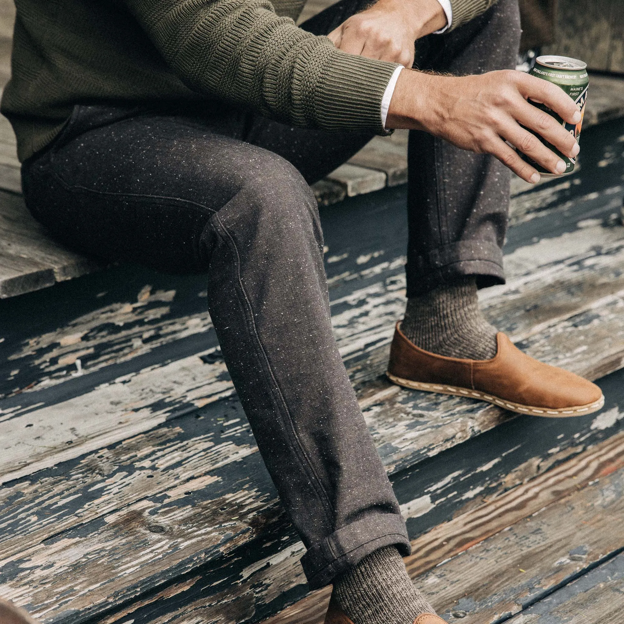 The Carnegie Pant in Peat Nep Herringbone