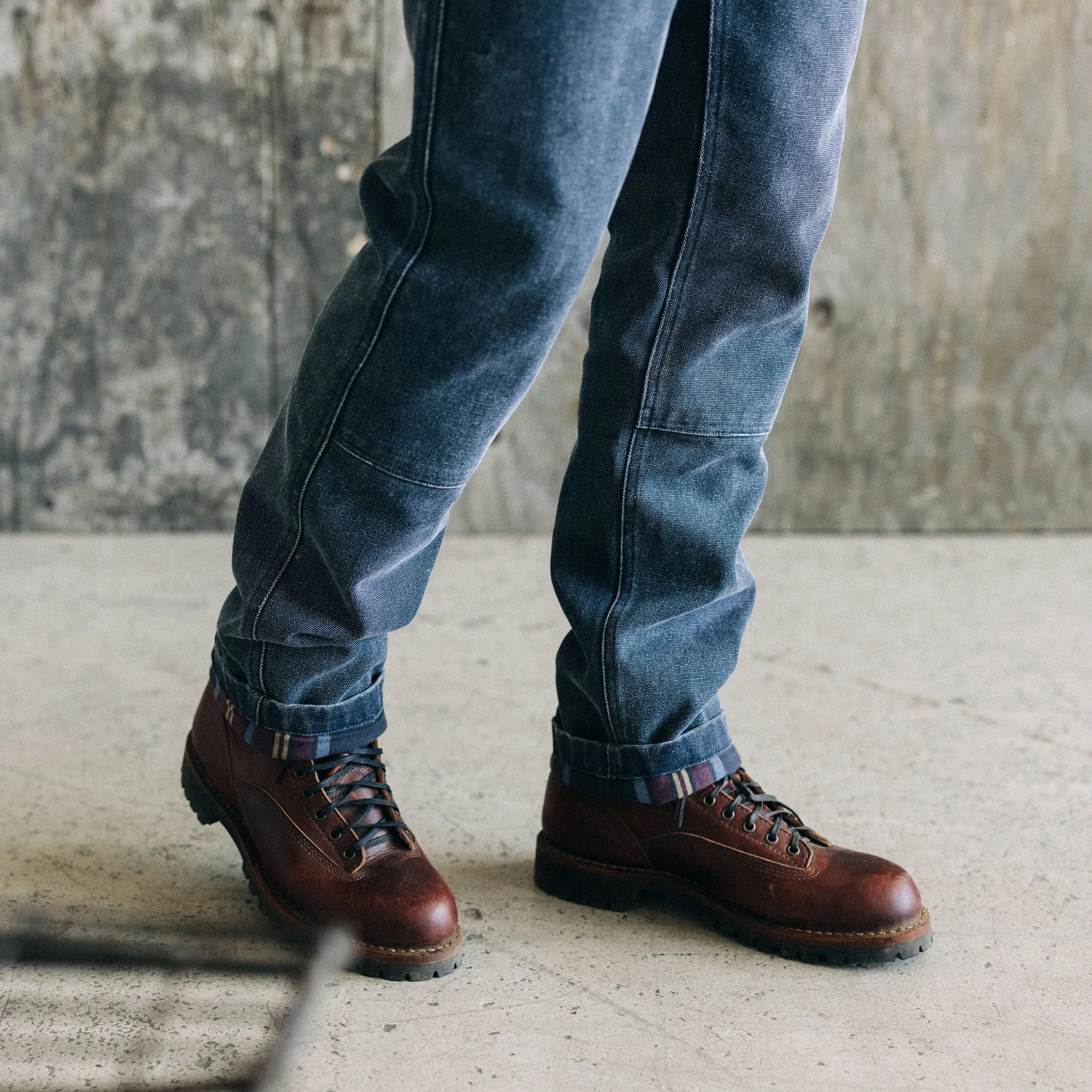 The Lined Chore Pant in Navy Chipped Canvas