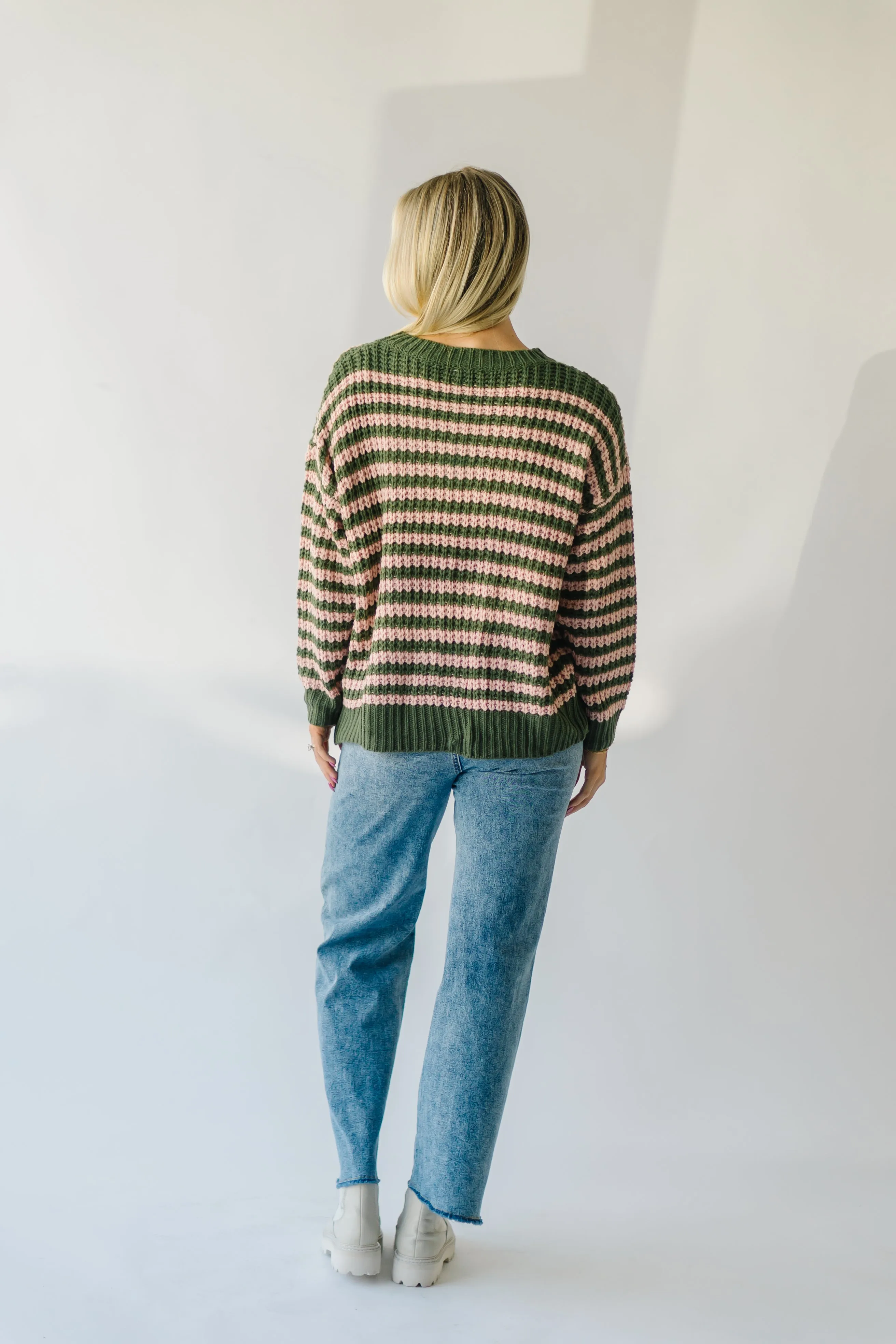 The Marly Striped Knit Sweater in Olive