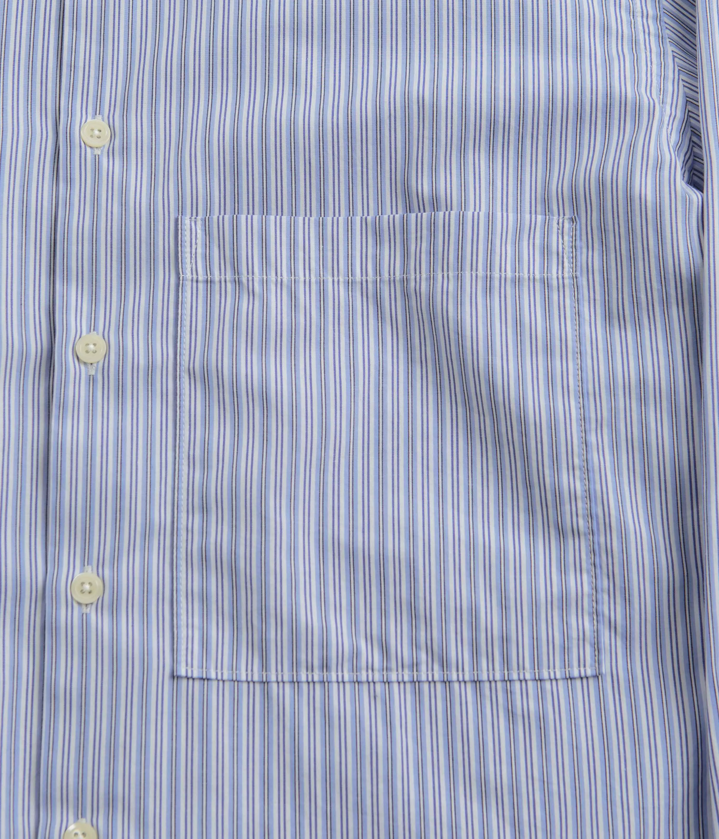 Universal Works Square Pocket Shirt - Blue / Navy Stripe